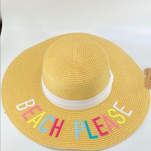 Sun paper weaved Hat with Embroidered Fun quote